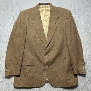 Evan-Picone Mens Brown Houndstooth Blazer Sport Coat Macy's Vintage USA 42R
